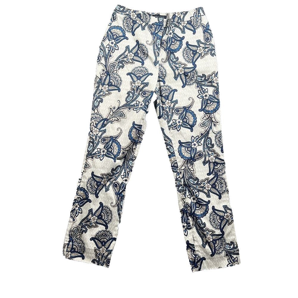 Tommy Hilfiger White Pants with Blue Paisley Print